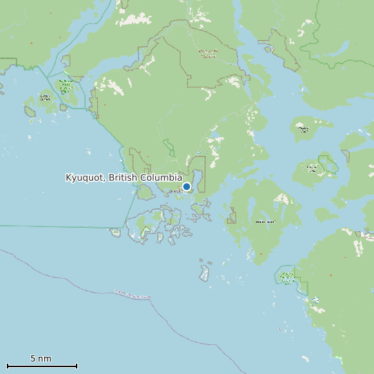 Map of Kyuquot, British Columbia Tide Prediction Station