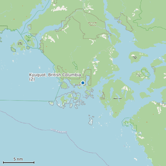 Map of Kyuquot, British Columbia (2) Tide Prediction Station