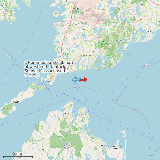 Map of L'Hommedieu Shoal, north of west end, Nantucket Sound, Massachusetts Current Prediction Station