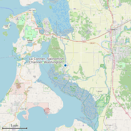 Map of La Conner, Swinomish Channel, Washington Tide Prediction Station