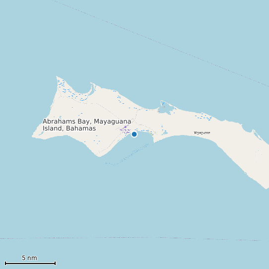 Map of Abrahams Bay, Mayaguana Island, Bahamas Tide Prediction Station