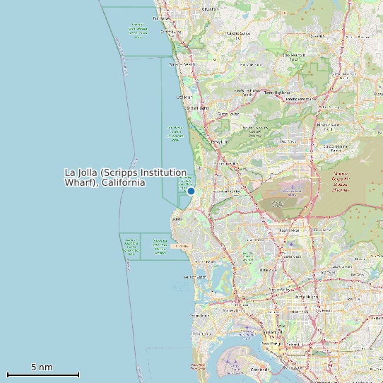 Map of La Jolla (Scripps Institution Wharf), California Tide Prediction Station