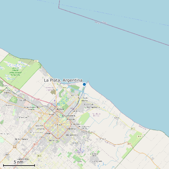 Map of La Plata, Argentina Tide Prediction Station