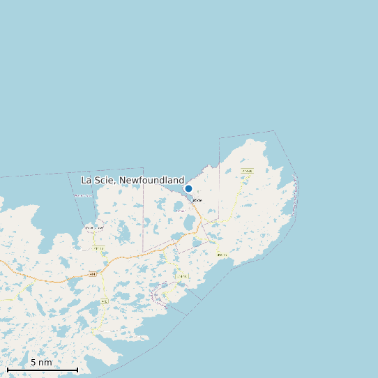 Map of La Scie, Newfoundland Tide Prediction Station
