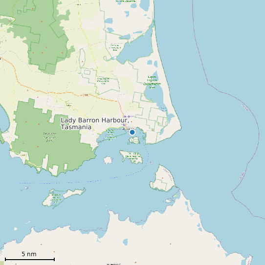 Map of Lady Barron Harbour, Tasmania Tide Prediction Station