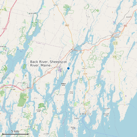 Map of Back River, Sheepscot River, Maine Tide Prediction Station