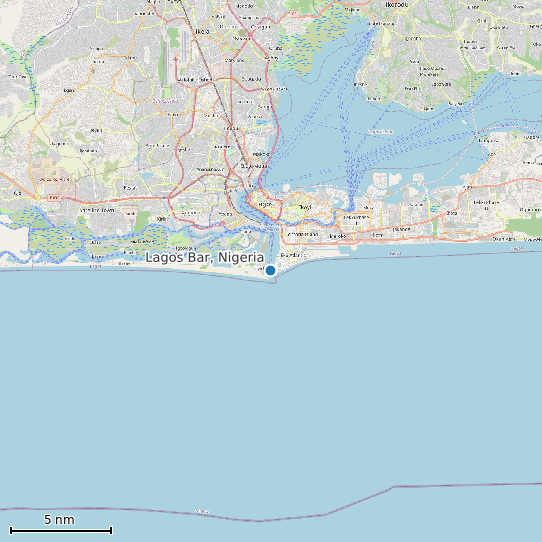 Map of Lagos Bar, Nigeria Tide Prediction Station