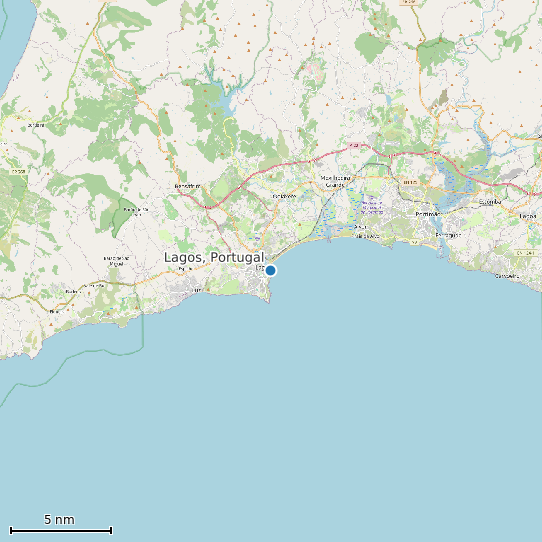 Map of Lagos, Portugal Tide Prediction Station