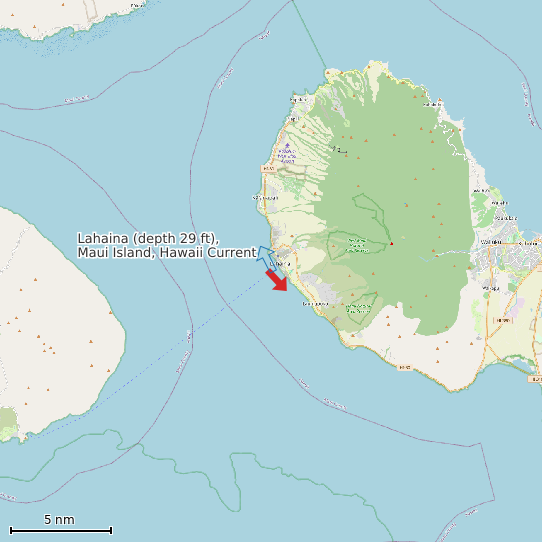 Map of Lahaina (depth 29 ft), Maui Island, Hawaii Current Prediction Station