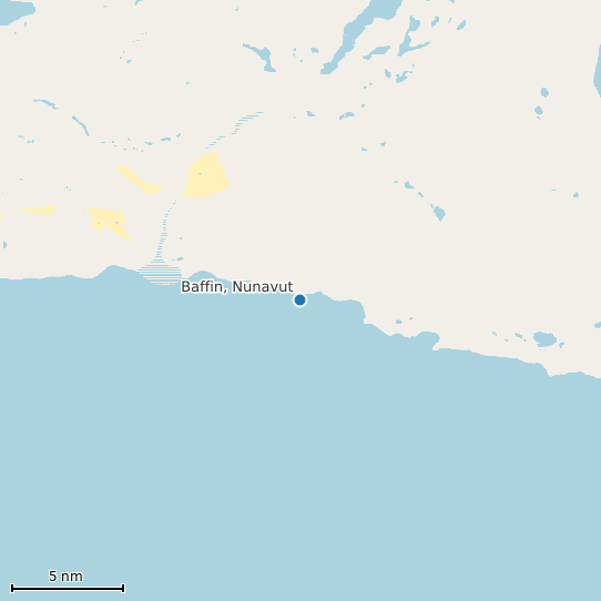 Map of Baffin, Nunavut Tide Prediction Station