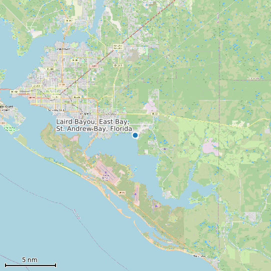 Map of Laird Bayou, East Bay, St. Andrew Bay, Florida Tide Prediction Station