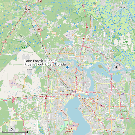 Map of Lake Forest, Ribault River, Trout River, Florida Tide Prediction Station