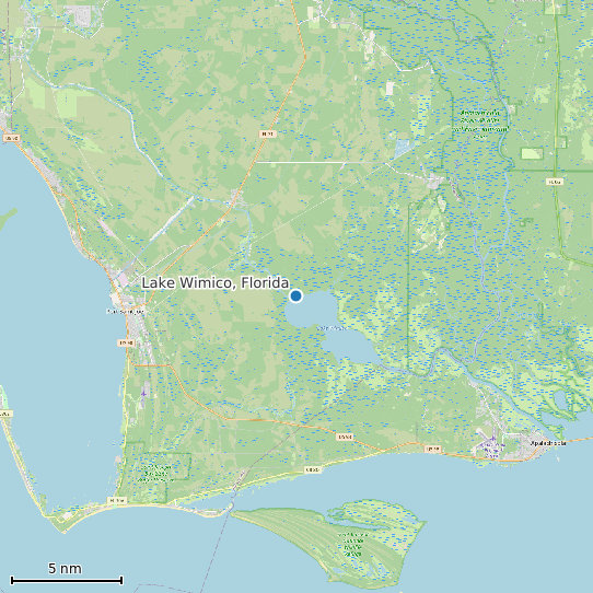 Map of Lake Wimico, Florida Tide Prediction Station