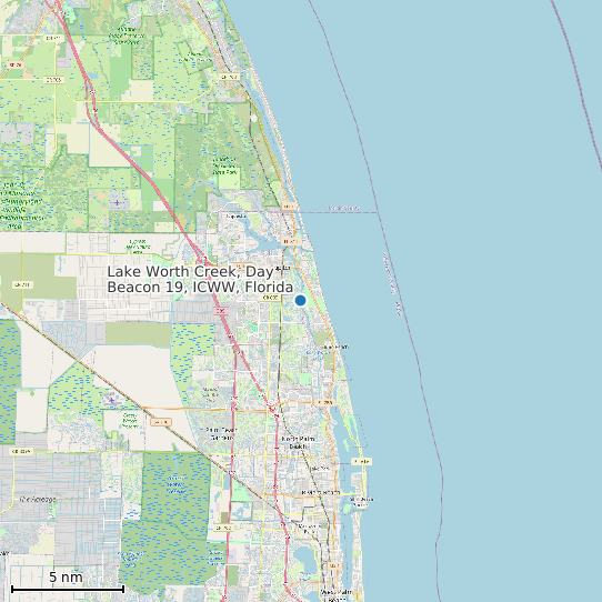 Map of Lake Worth Creek, Day Beacon 19, ICWW, Florida Tide Prediction Station