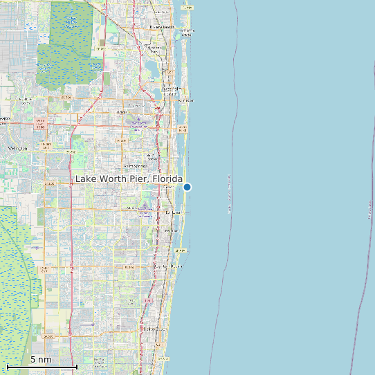Map of Lake Worth Pier, Florida Tide Prediction Station
