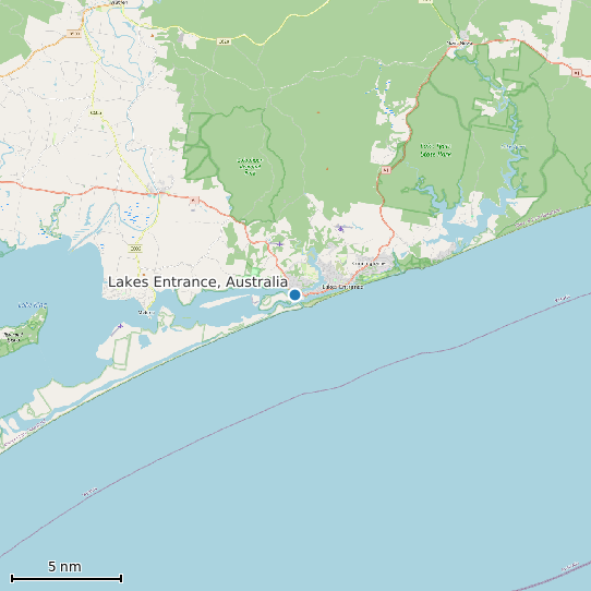 Map of Lakes Entrance, Australia Tide Prediction Station