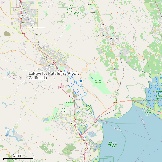 Map of Lakeville, Petaluma River, California Tide Prediction Station