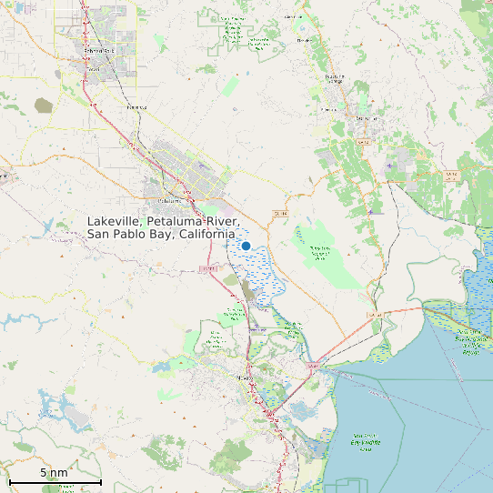 Map of Lakeville, Petaluma River, San Pablo Bay, California Tide Prediction Station