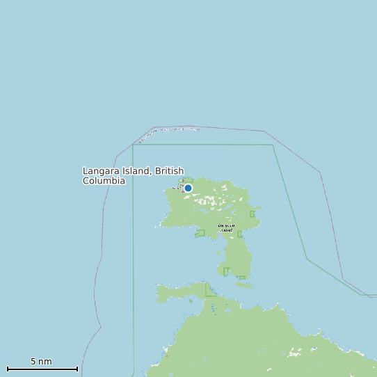 Map of Langara Island, British Columbia Tide Prediction Station