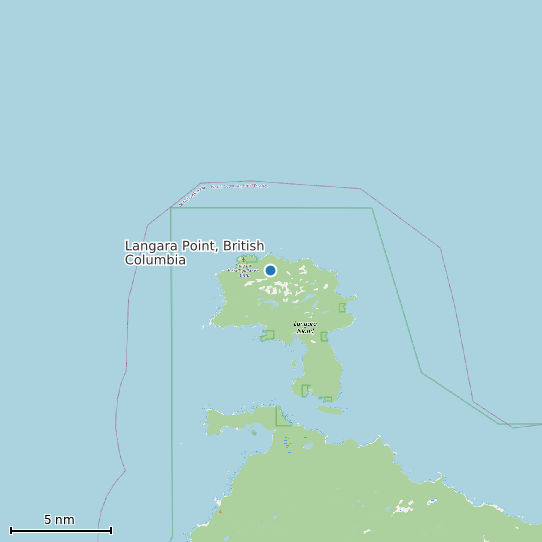 Map of Langara Point, British Columbia Tide Prediction Station