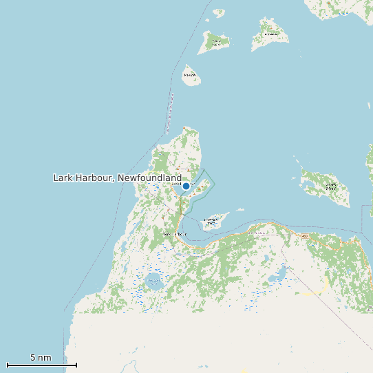 Map of Lark Harbour, Newfoundland Tide Prediction Station