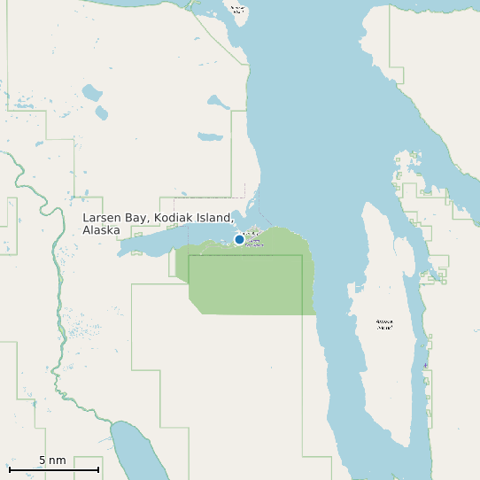 Map of Larsen Bay, Kodiak Island, Alaska Tide Prediction Station