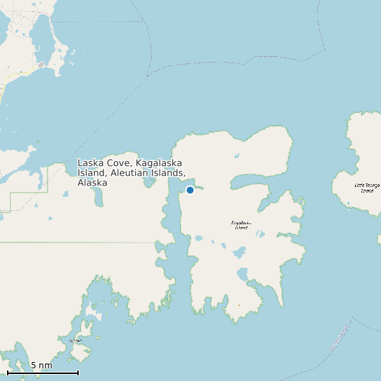 Map of Laska Cove, Kagalaska Island, Aleutian Islands, Alaska Tide Prediction Station