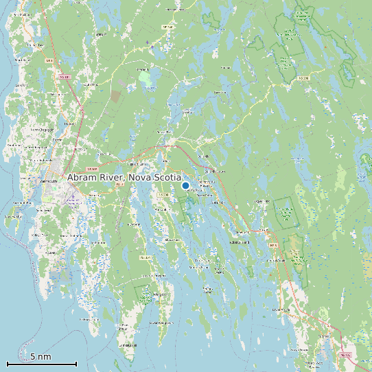 Map of Abram River, Nova Scotia Tide Prediction Station