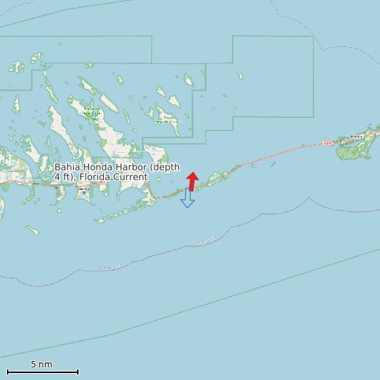 Map of Bahia Honda Harbor (depth 4 ft), Florida Current Prediction Station