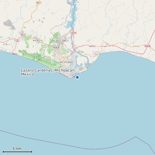 Map of Lazaro Cardenas, Michoacan, Mexico Tide Prediction Station