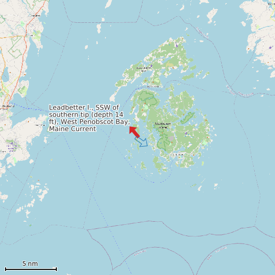 Map of Leadbetter I., SSW of southern tip (depth 14 ft), West Penobscot Bay, Maine Current Prediction Station
