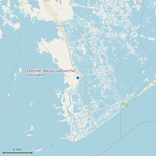 Map of Leeville, Bayou Lafourche, Louisiana Tide Prediction Station
