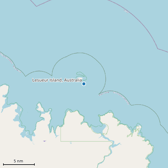 Map of Lesueur Island, Australia Tide Prediction Station