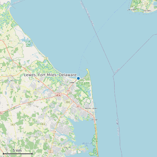 Map of Lewes, Fort Miles, Delaware Tide Prediction Station