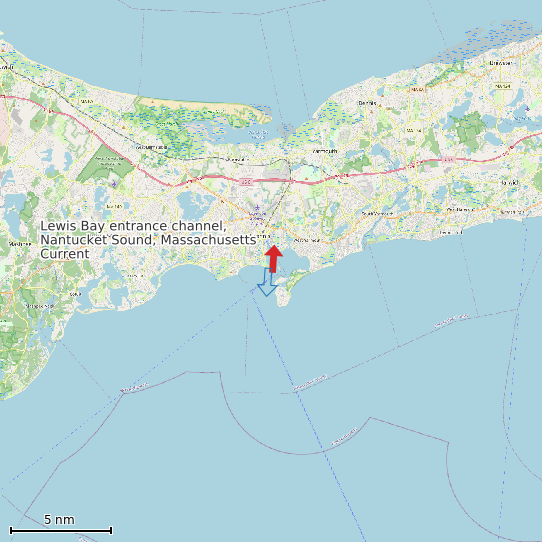 Map of Lewis Bay entrance channel, Nantucket Sound, Massachusetts Current Prediction Station