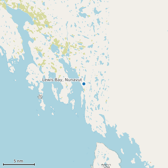 Map of Lewis Bay, Nunavut Tide Prediction Station