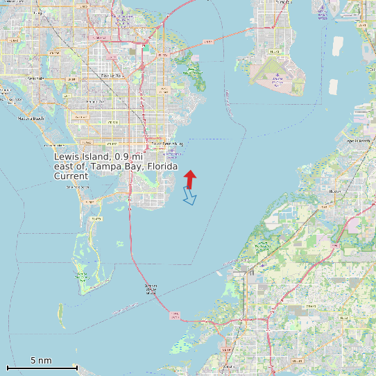 Map of Lewis Island, 0.9 mi east of, Tampa Bay, Florida Current Prediction Station