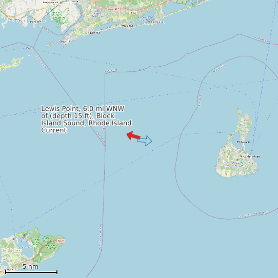 Map of Lewis Point, 6.0 mi WNW of (depth 15 ft), Block Island Sound, Rhode Island Current Prediction Station