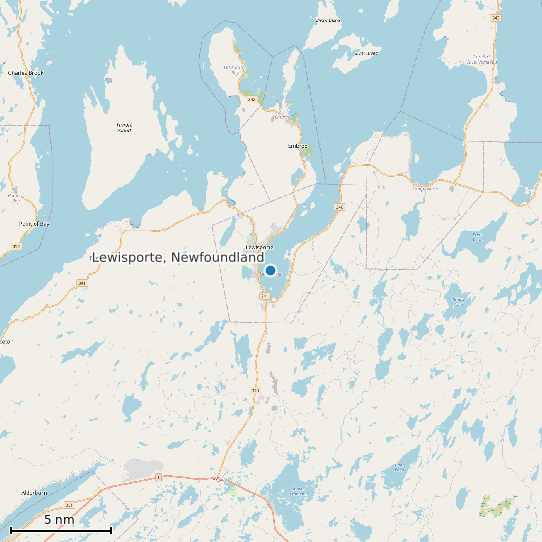 Map of Lewisporte, Newfoundland Tide Prediction Station
