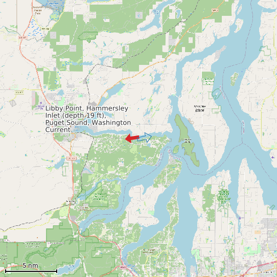 Map of Libby Point, Hammersley Inlet (depth 19 ft), Puget Sound, Washington Current Prediction Station