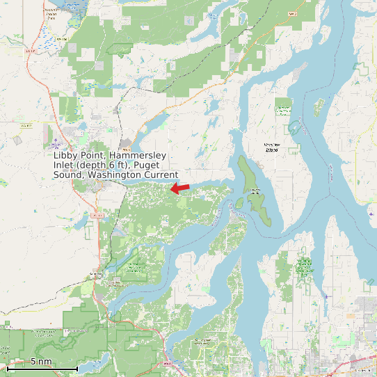 Map of Libby Point, Hammersley Inlet (depth 6 ft), Puget Sound, Washington Current Prediction Station