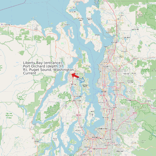 Map of Liberty Bay (entrance), Port Orchard (depth 37 ft), Puget Sound, Washington Current Prediction Station