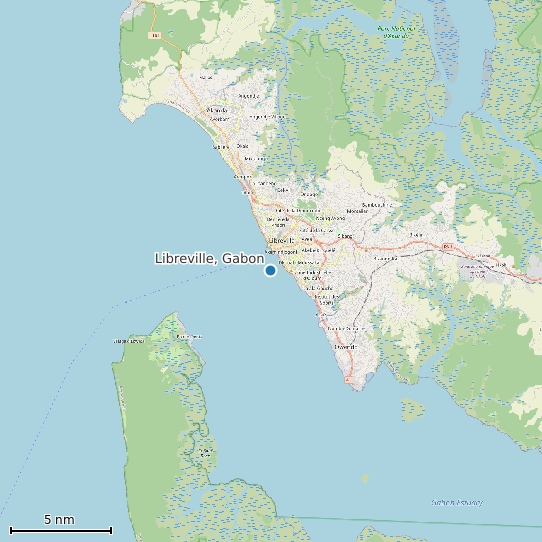 Map of Libreville, Gabon Tide Prediction Station