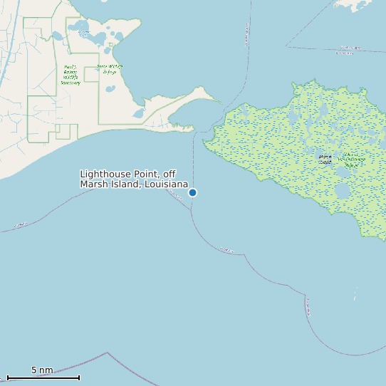 Map of Lighthouse Point, off Marsh Island, Louisiana Tide Prediction Station