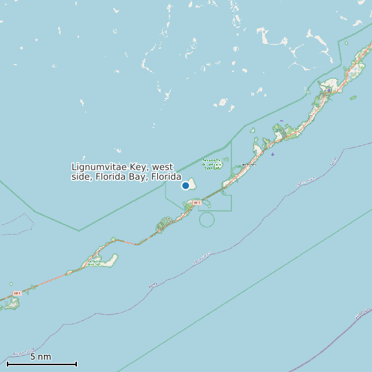 Map of Lignumvitae Key, west side, Florida Bay, Florida Tide Prediction Station