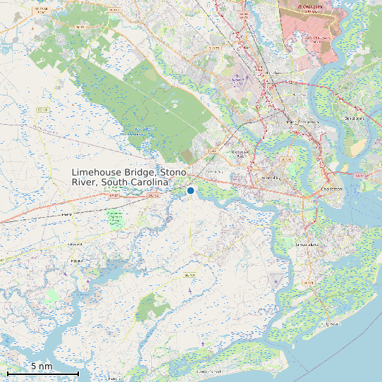 Map of Limehouse Bridge, Stono River, South Carolina Tide Prediction Station