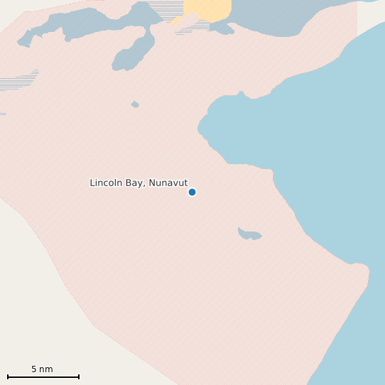 Map of Lincoln Bay, Nunavut Tide Prediction Station