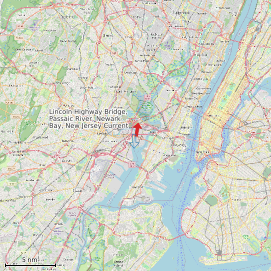 Map of Lincoln Highway Bridge, Passaic River, Newark Bay, New Jersey Current Prediction Station