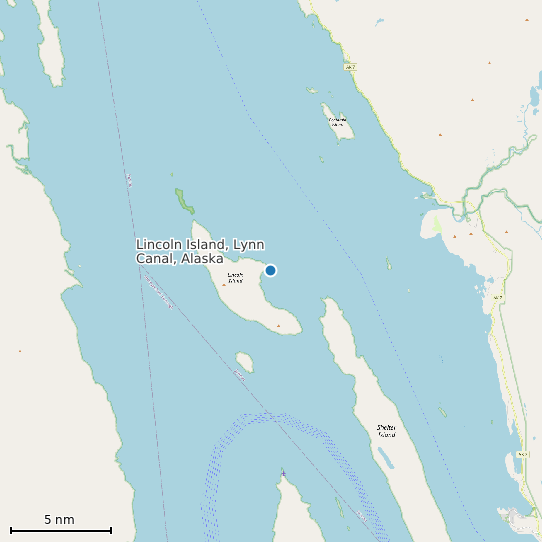 Map of Lincoln Island, Lynn Canal, Alaska Tide Prediction Station