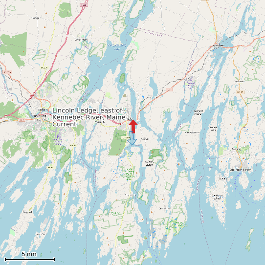 Map of Lincoln Ledge, east of, Kennebec River, Maine Current Prediction Station